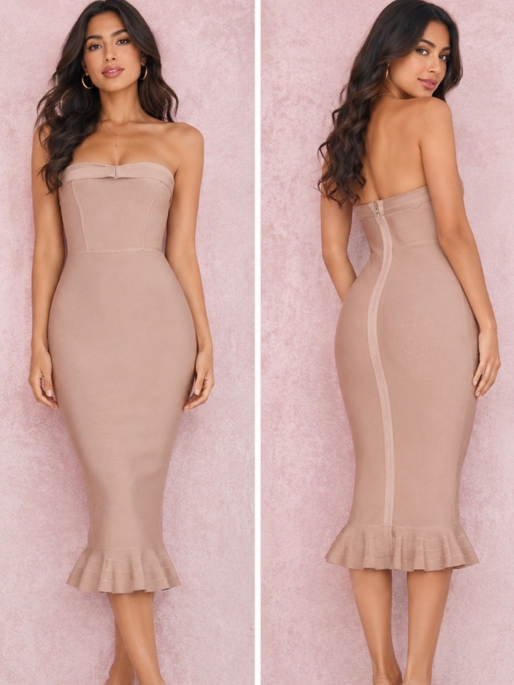 HOUSE OF CB FABRIZIA BANDAGE BODYCON STRAPLESS DRESS MEDIUM